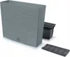 A gray planter with a textured surface, along with its inner liner and a base tray, displayed on a white background. Podgląd zdjęcia produktu