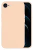 A close-up, angled view of a peach-colored phone case, with the phone screen visible on the right side. Produktbild-Vorschau