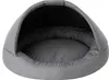 A grey, hooded pet bed is shown against a white background. Produktbild-Vorschau