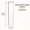 Reagenzgläser groß: 6 Stück, Maßangabe 28 cm am Einzelstück, Ø 3 cm Produktbild-Vorschau