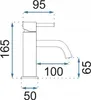Technical drawing of a faucet with dimensions. Náhled obrázku produktu