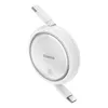 A white retractable USB-C to USB-C cable coiled in a circular housing. Anteprima dell’immagine prodotto