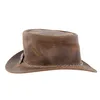 Leder Zylinder Hut Steampunk Crazey Horse Brown Reiten Produktbild-Vorschau 2