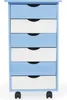 A light blue and white rolling drawer unit with six drawers. Náhled obrázku produktu