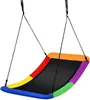 A colorful nest swing hanging from two ropes against a white background. Produktbild-Vorschau