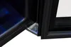 Close-up of the corner joint of a black refrigerator door, showing the metal bracket and rubber seal. Produktbild-Vorschau