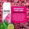 Axe Anarchy for Her body spray with a background of pink roses and bergamot fruit. Anteprima dell’immagine prodotto