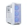 A white Lian-Li computer case with blue RGB fans. Anteprima dell’immagine prodotto