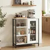 COSTWAY Sideboard Holz, Küchenschrank mit Tür, Ablagen & Produktbild-Vorschau 2