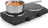 A dual-burner electric hot plate with a pot of food on one burner. Produktbild-Vorschau