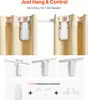 A marketing image showing an automatic curtain opener device attached to a curtain rod and curtains. Náhľad obrázku produktu