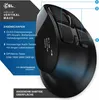 A marketing image of a black vertical mouse with feature callouts and text descriptions. Produktbild-Vorschau