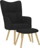 vidaXL Poltrona relax con sgabello in tessuto nero Anteprima dell’immagine prodotto 8