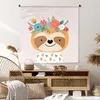 MuchoWow® Wandteppich Wandbehang Faultier - Blumen - Produktbild-Vorschau 6