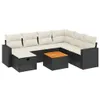 vidaXL 8-tlg. Garten-Sofagarnitur mit Kissen Schwarz Poly Produktbild-Vorschau 1