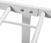 A close-up view of the white metal frame of a bed, showing the connection points with bolts and nuts. Podgląd zdjęcia produktu