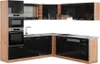 Eckküche Vicco R-Line Schwarz Hochglanz/Goldkraft Eiche 247 Produktbild-Vorschau 1
