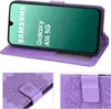 A collage of images showing a purple Samsung Galaxy A16 5G phone case with a mandala design. Produktbild-Vorschau