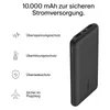 A black power bank is shown next to a list of its features, presented in German. Anteprima dell’immagine prodotto