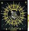 A Harry Potter themed advent calendar with the Hogwarts crest and a golden sunburst design. Produktbild-Vorschau