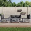 vidaXL 5 tlg. Garten Lounge Set mit Kissen Weiß Stahl - Produktbild-Vorschau 2