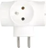 A white electrical adapter with three sockets and two pins. Anteprima dell’immagine prodotto