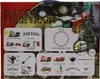The image shows the packaging of a Christmas tree train set, with various diagrams and text detailing its features and components. Podgląd zdjęcia produktu