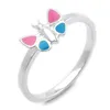 Ring Kinderring Schmetterling rosa hellblau Silber 925 Produktbild-Vorschau 3