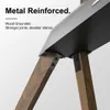 Close-up of the reinforced metal and wood joints of a TV stand. Podgląd zdjęcia produktu