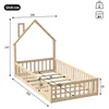 A diagram of a wooden children's bed with dimensions. Náhľad obrázku produktu