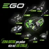 A collage of EGO brand battery-powered garden tools, centered around a large battery pack, with text in Czech. Produktbild-Vorschau