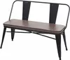 A black metal bench with a brown faux leather seat and backrests, shown against a white background. Produktbild-Vorschau