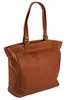 A brown leather tote bag is shown against a white background. Voir les images du produit