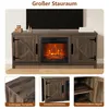 A collage of images showing a TV stand with an electric fireplace, and close-ups of its features. Produktbild-Vorschau