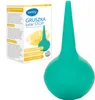 A teal nasal aspirator bulb is shown next to its packaging. Náhled obrázku produktu
