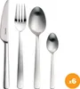 A set of Fiskars cutlery, including a knife, fork, and two spoons, is displayed against a white background. A circular orange overlay with 'x6' is present in the bottom right corner. Produktbild-Vorschau