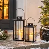 2tlg Metall Laternen Set Schwarz Gartenlaterne Windlicht H58/45cm Produktbild-Vorschau