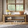 A wooden bench with storage in an entryway, next to a window. Produktbild-Vorschau