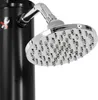 A close-up of a black solar shower with a chrome showerhead. Produktbild-Vorschau