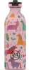 A pink water bottle with a unicorn and other whimsical illustrations. Produktbild-Vorschau