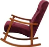 A side view of a burgundy rocking chair with a wooden frame against a white background. Anteprima dell’immagine prodotto
