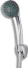 A chrome shower head with a flexible hose attached to a wall mount. Produktbild-Vorschau