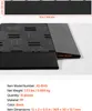 A close-up view of black modular garage floor tiles and a ramp edge, with dimensions and product information displayed. Voir les images du produit
