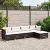 5-tlg. Garten-Sofagarnitur mit Kissen Schwarz Poly Rattan Produktbild-Vorschau 2