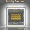A marketing image demonstrating the anti-fog function of a LED bathroom mirror. Anteprima dell’immagine prodotto
