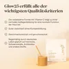 A product shot with marketing text and a beverage. Produktbild-Vorschau