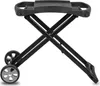 A black foldable grill stand with wheels, shown from the side against a white background. Anteprima dell’immagine prodotto