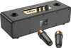 A black Hoco BS63 Bluetooth speaker with two gold-tipped microphones in front of it, set against a white background. Podgląd zdjęcia produktu