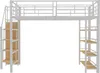 Hochbett, 140x200 cm, Metallbett mit Lattenrost, Regal, Produktbild-Vorschau 5