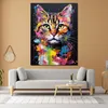 Katze Colour Pop Art Style Leinwandbild Wandbild  Produktbild-Vorschau 3